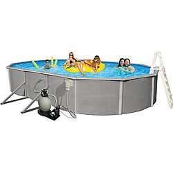 Belize Above Ground 18 x 33-foot Oval Swimming Pool Package