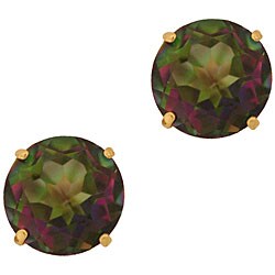 10k Yellow Gold 8-mm Mystic Green Topaz Stud Earrings