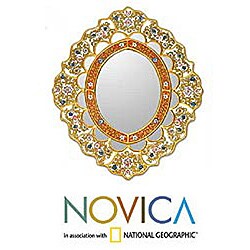 Hand-painted 'Dance of The Flowers' Mirror (Peru)