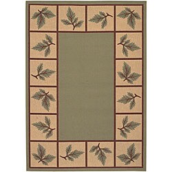 Cafe Green Botanical Border Indoor/Outdoor Rug (8'9 x 12'9)