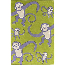 Hand-tufted Mandara Green Monkey Wool Rug (3'6 x 5'6)