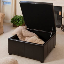 Forrester Brown Bonded Leather Square Storage Ottoman