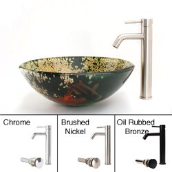 Fontaine Faucet and Koi and Lilies Pattern Vessel Sink Combo