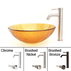 Fontaine Faucet and Amber Raindrops Vessel Bathroom Sink Combo