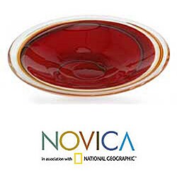 Murano Hand-blown Glass 'Scarlet Vortex' Centerpiece (Brazil)