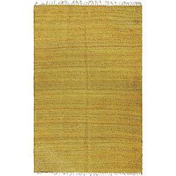 Handmade Earth First Honey/ Gold Hemp Rug (5' x 8')