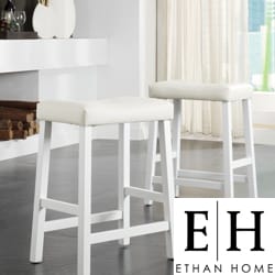 ETHAN HOME Nova White Saddle Cushioned Seat 24-inch Counter Stool (set of 2)