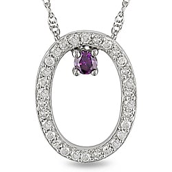 10k White Gold 1/6ct Pink and White Diamond Oval Necklace (H-I, I2-I3)
