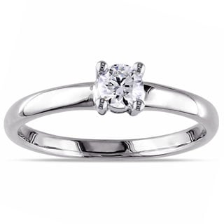 Miadora 14k White Gold 1/4ct TDW Diamond Solitaire Engagement Ring (H-I, I2-I3)