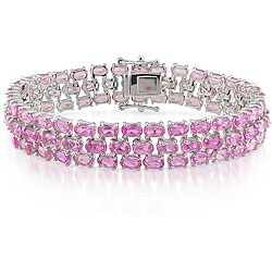 Miadora Sterling Silver  Pink Sapphire Bracelet