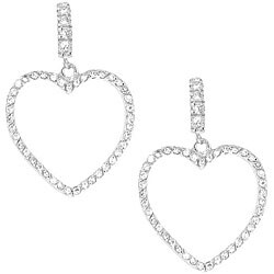 Sterling Silver Cubic Zirconia Dangle Heart Earrings
