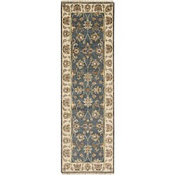 Hand-knotted Manchester Blue Wool Rug (2'6 x 8')
