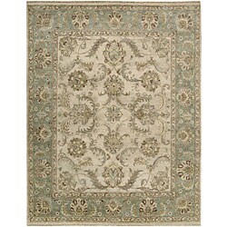 Hand-knotted Manchester Ivory/ Light Green Wool Rug (7'9 x 9'9)