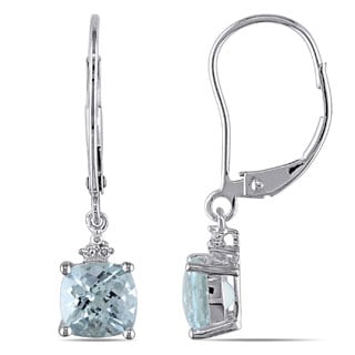 Miadora 10k White Gold Aquamarine and Diamond Accent Earrings