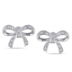 Miadora 10k White Gold Diamond Accent Bow Earrings