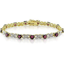 Sterling Silver Garnet and Diamond Accent Tennis Bracelet