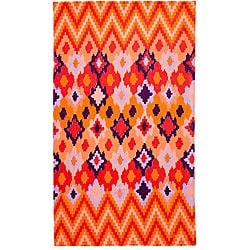 Tracy Reese Diamond Woodblock Apricot Oversized Beach Towel 