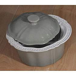 Lorenzo Grey High-fired Ceramic 8-inch Round Covered Casserole