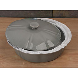 Lorenzo Grey Ceramic 11.5-inch Round Covered Casserole