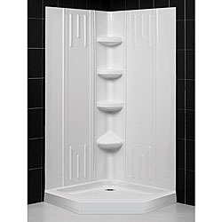 DreamLine Shower Back Wall and Neo-Angle 41-inch Corner Shower Base Combo Kit