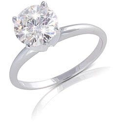 14k White Gold Round-cut Moissanite Solitaire Ring