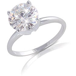 14k White Gold Round-cut Moissanite Solitaire Ring