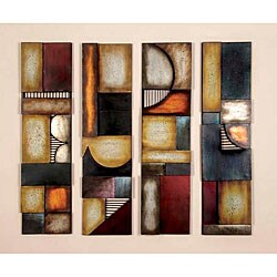 Geometric Multicolor Metal Abstract Wall Art Decor Plaques (Set of 4)