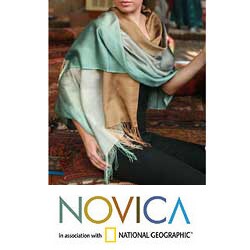 Silk and Wool 'Shimmering Earth' Shawl (India)