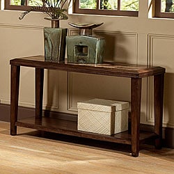 Balboa Espresso Faux Marble Beveled Edges Sofa Table