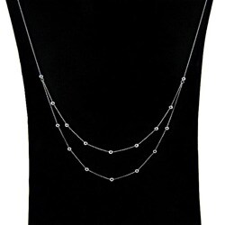  Sterling Silver 18-inch Double-tier Ball Necklace (1 mm)