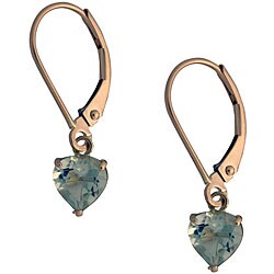 10k Yellow Gold 6-mm Heart-cut Green Amethyst Leverback Earrings