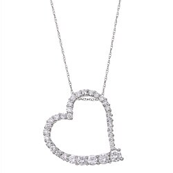 14k White Gold 1ct TDW Diamond Journey Heart Necklace (H, I1)