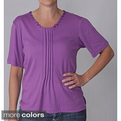 Nicole Ricci Women's Plus Size Pleated-front Top