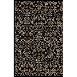 Damask Black Oriental Rug (5'3 x 7'7)