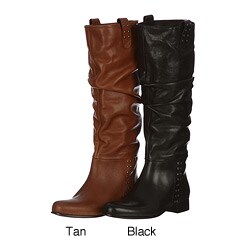 Italian Leather Shoes on Women S  Carlina  Italian Leather Riding Boots   Overstock Com