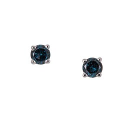 10k White Gold 1/8ct TDW Blue Diamond Stud Earrings