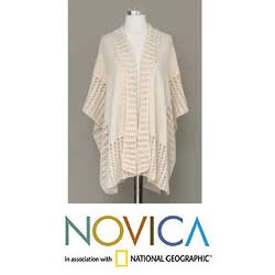 Alpaca Wool 'Spiced Cider' Ruana Cloak (Peru)