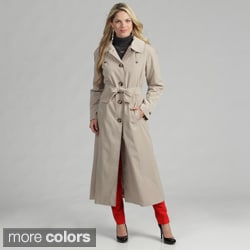London Fog Women's Single-breasted Belted Rain Coat