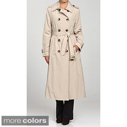 London Fog Women's Long Double-breasted Belted Trench Coat
