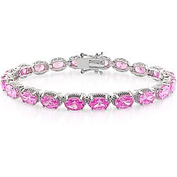 Silver Pink Cubic Zirconia Tennis Bracelet