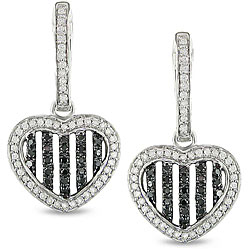 10k White Gold 1/2ct TDW Diamond Heart Earrings (H-I, I2-I3)