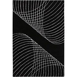 Hand-tufted Mandara Black Wool Rug (9' x 13')