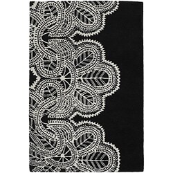 Hand-tufted Mandara Black Wool Rug (5' x 7'6)