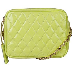 Made in Italy Cristian Patent Leather Lemon Quilted Shoulder Bag