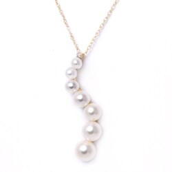 10k Yellow Gold Freshwater Pearl and Diamond Accent Necklace (3-6 mm)