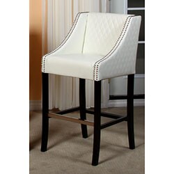 Milano Ivory Quilted Bonded Leather Bar Stool