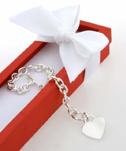 Sterling Essentials Sterling Silver 8-inch Heart Toggle Bracelet
