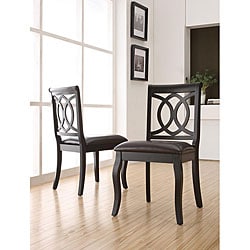 Havana Black Scroll-back Faux Leather Chairs (Set of 2).