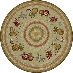 Hand-hooked Country Beige Rug (7'6 Round)