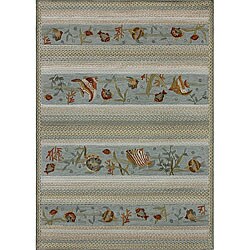 Hand-hooked Country Blue Rug (5' x 7'6)